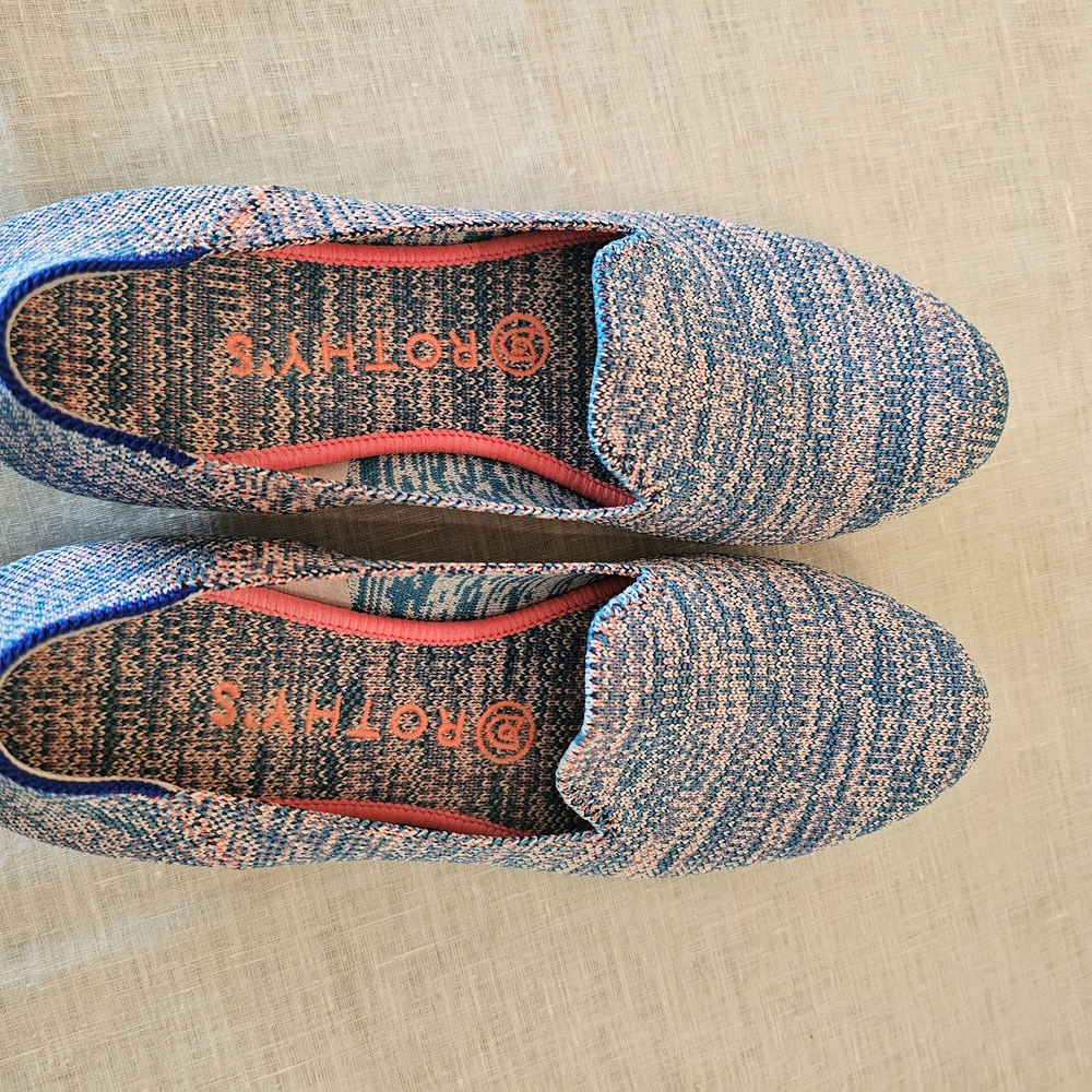 Rothy's The Flat In Turquoise Melange Round Toe Slip-On Flat Womens Shoes Sz 8 - Picture 10 of 14